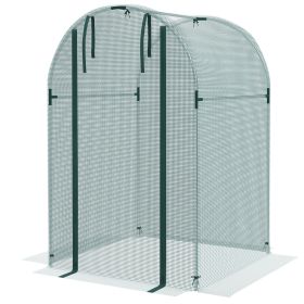 Outsunny Galvanized Steel Crop Cage, Plant Protection Tent with Zippered Door, 4' x 4', Green